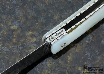 Kelly Carlson Custom Knife Mike Norris Stainless Damascus & Mother of Pearl Shell Linerlock - Image 6