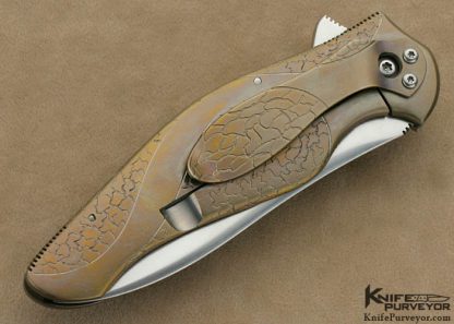 Ken Onion Custom Knife Carved Anodized Titanium "Bump" Flipper - Image 3