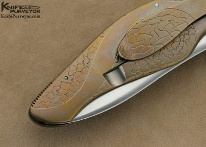 Ken Onion Custom Knife Carved Anodized Titanium "Bump" Flipper - Image 4