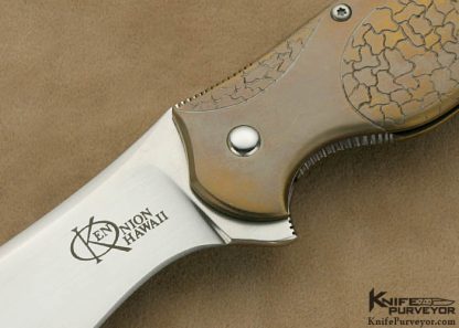 Ken Onion Custom Knife Carved Anodized Titanium "Bump" Flipper - Image 2