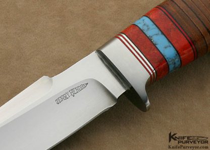 2/3/2014 Jerry Hendrix Custom Knife Leather Stacked Handle Fixed Blade - Image 2