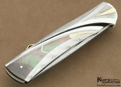 Ken Steigerwalt Custom Knife Damasteel, Black Lip & 18Kt Gold Lockback - Image 3