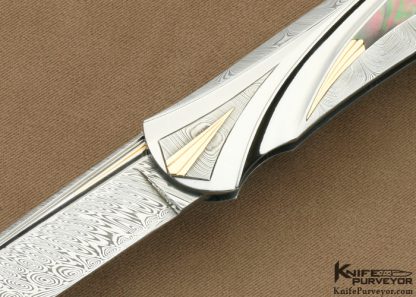 Ken Steigerwalt Custom Knife Damasteel, Black Lip & 18Kt Gold Lockback - Image 2