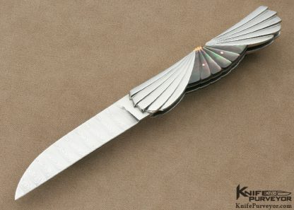 Ken Steigerwalt Custom Knife "Icarus" Blacklip Tahitian Pearl And Damascus Midlock