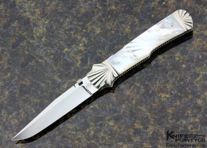 Ken Steigerwalt Custom Knife Mother of Pearl Front Lock w/ Fluted Bolsters