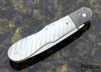 Ken Steigerwalt Custom Knife Damascus & Fluted Mother of Pearl Shell Slipjoint - Image 3