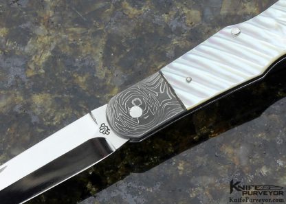 Ken Steigerwalt Custom Knife Damascus & Fluted Mother of Pearl Shell Slipjoint - Image 2