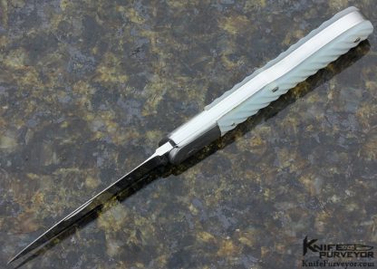 Ken Steigerwalt Custom Knife Damascus & Fluted Mother of Pearl Shell Slipjoint - Image 4