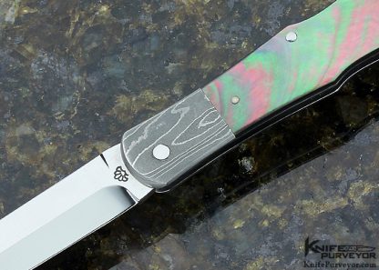 Ken Steigerwalt Custom Knife Damascus & Black Lip Tahitian Pearl Shell Slipjoint - Image 2