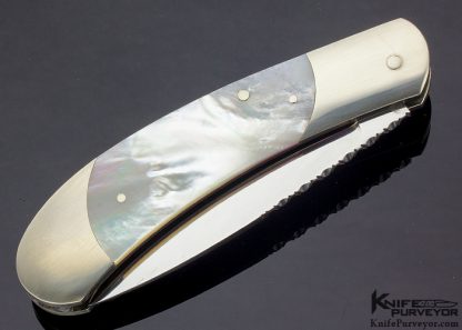 Ken Steigerwalt Custom Knife Mother of Pearl Shell & Nickel Silver Scale Release Automatic - Image 3