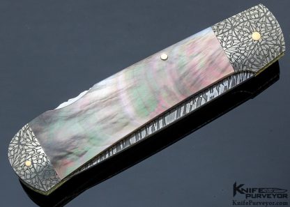 Ken Steigerwalt Custom Knife Mosaic Damascus Lockback with Tahitian Black Lip Pearl - Image 3