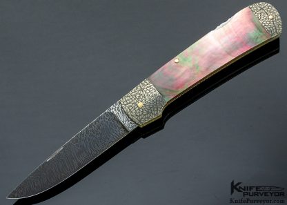 Ken Steigerwalt Custom Knife Mosaic Damascus Lockback with Tahitian Black Lip Pearl