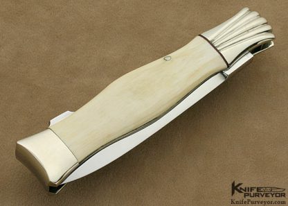 Ken Steigerwalt Custom Knife  Pre-ban Elephant & Scalloped Nickel Silver Bolstered Lockback Dagger 4/23/12 - Image 3