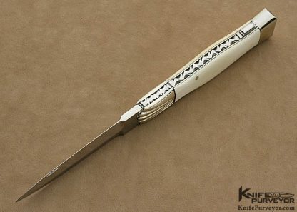 Ken Steigerwalt Custom Knife  Pre-ban Elephant & Scalloped Nickel Silver Bolstered Lockback Dagger 4/23/12 - Image 4