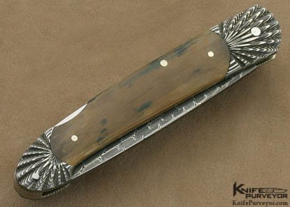 Ken Steigerwalt Custom Knife Scalloped Damascus Lockback - Image 3