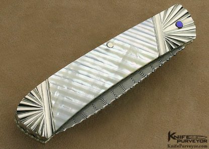 Ken Steigerwalt Custom Knife Damascus with Fluted Mother of Pearl and Fluted Nickel Silver Scale Release - Image 2