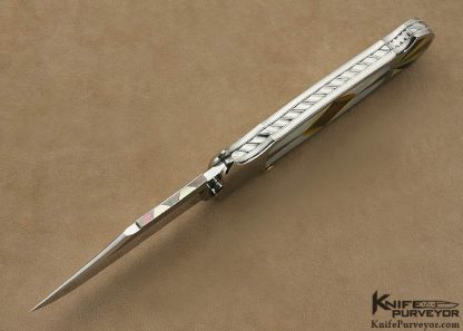 Ken Steigerwalt Custom Knife Multiple Pearl Inlaid Tab Release - Image 5