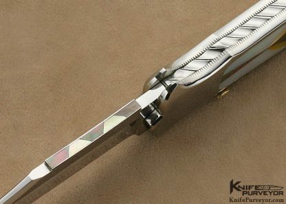 Ken Steigerwalt Custom Knife Multiple Pearl Inlaid Tab Release - Image 6