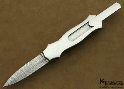 Joe Kious Custom Knife Stainless Steel & Mike Norris Stainless Damascus Double Pocket Locket Lockback - Image 2