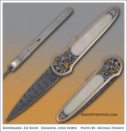 Joe Kious Custom Knife: Goldlip Spike Engraved by Jon Robyn