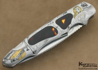 Joe Kious Custom Knife Brian Hochstrat Engraved Double Interframe Lockback - Image 2