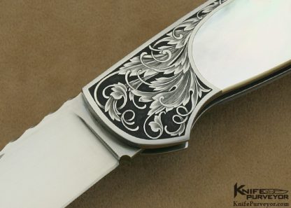 Joe Kious Mother of Pearl Shell Semi Interframe Lockback Engraved by Lisa Tomlin - Image 2