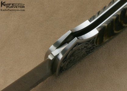 Joe Kious Custom Knife Ram's Horn Lockback Engraved by Jon Robyn June 14 2012 - Image 7