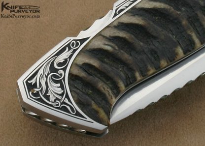 Joe Kious Custom Knife Ram's Horn Lockback Engraved by Jon Robyn June 14 2012 - Image 4