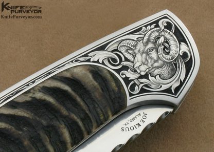 Joe Kious Custom Knife Ram's Horn Lockback Engraved by Jon Robyn June 14 2012 - Image 5