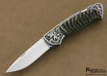 Joe Kious Custom Knife Ram's Horn Lockback Engraved by Jon Robyn June 14 2012