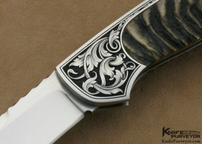 Joe Kious Custom Knife Ram's Horn Lockback Engraved by Jon Robyn June 14 2012 - Image 2