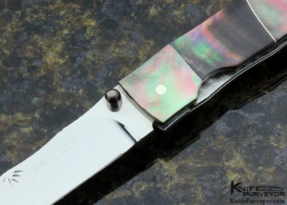 Koji Hara Custom Knife Black Lip Pearl Bamboo Linerlock - Image 2