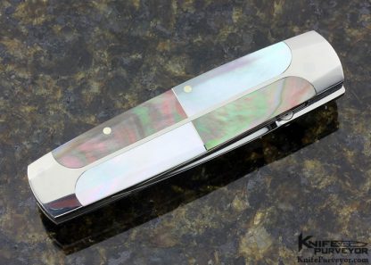 Koji Hara Custom Knife Mother of Pearl & Black Lip Tahitian Pearl Linerlock - Image 3