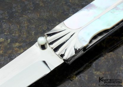 Koji Hara Custom Knife Mother of Pearl Linerlock Dagger - Image 2