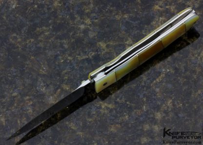 Koji Hara Custom Knife Gold Lip Pearl Bamboo Linerlock - Image 5