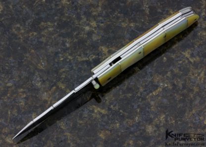 Koji Hara Custom Knife Gold Lip Pearl Bamboo Linerlock - Image 4