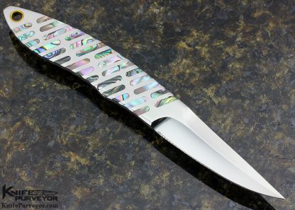 Koji Hara Custom Knife Abalone Inlaid Integral Fixed Blade - Image 3