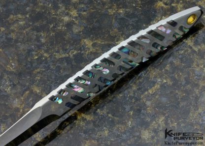 Koji Hara Custom Knife Abalone Inlaid Integral Fixed Blade - Image 4