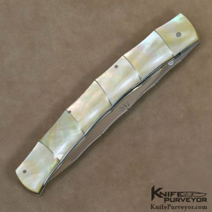 Koji Hara Custom Knife Goldlip Pearl Large Bamboo Linerlock - Image 3