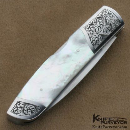 Matsumoto Kurosawa Custom Knives Simon Lytton engraved Mother of Pearl Lockback - Image 3