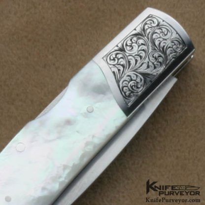 Matsumoto Kurosawa Custom Knives Simon Lytton engraved Mother of Pearl Lockback - Image 4