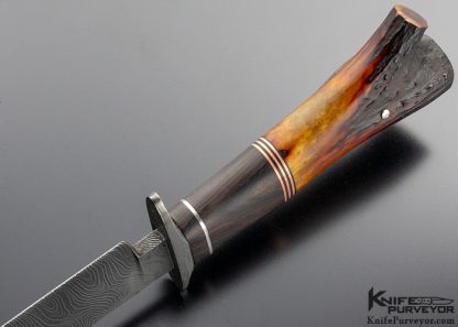 Kurt Allen Swearingen Custom Knife Brow-Tine Bowie with Amber Stag and African Blackwood - Image 7