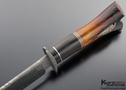 Kurt Allen Swearingen Custom Knife Brow-Tine Bowie with Amber Stag and African Blackwood - Image 5