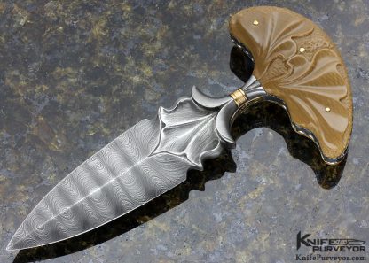 Larry Fuegen Custom Knife Fluted Mammoth & Damascus Push Dagger 8025