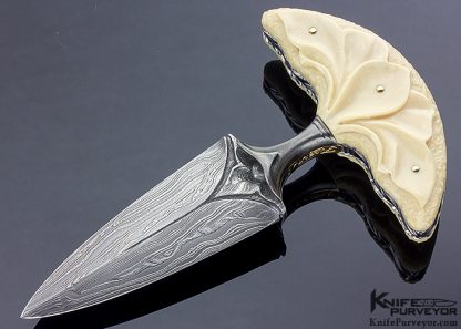 Larry Fuegen Custom Knife Fluted Mammoth & Sole Authorship Damascus Push Dagger