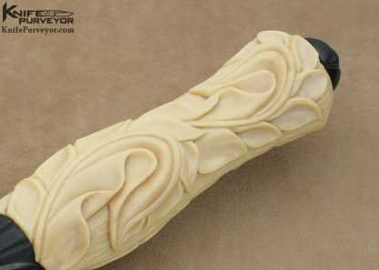 Larry Fuegen Custom Knife Sole Authorship Damascus Carved Mammoth Ivory Presentation Dagger - Image 3