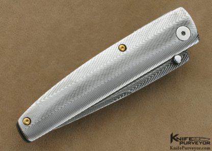 Laurent Doussot Custom Knife Devin Thomas "Herring Bone" Damascus "Savik" Ambi Lock - Image 3