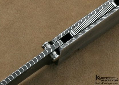 Laurent Doussot Custom Knife Devin Thomas "Herring Bone" Damascus "Savik" Ambi Lock - Image 6