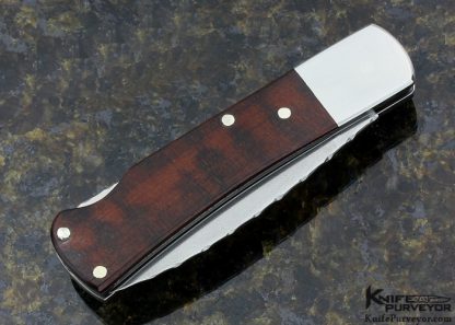 Lou Hegedus Custom Knife Sole Authorship Damascus and Wood Lockback - Image 3