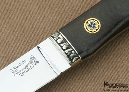 Bob Loveless Custom Knife Canvas Micarta Lamb Utility Engraved by Ron Skaggs - Image 2